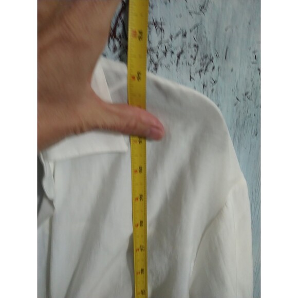 Zara V Neck Knee Length Collared Dress Small White Boho Y2K Classic - Picture 6 of 7